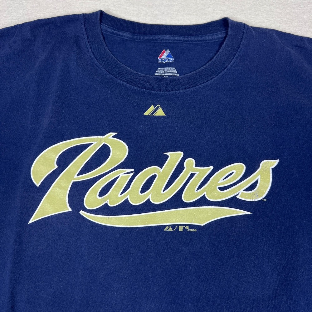 Y2K Majestic San Diego Padres Shirt Mens‎ XXL MLB Baseball Navy Blue Sand
